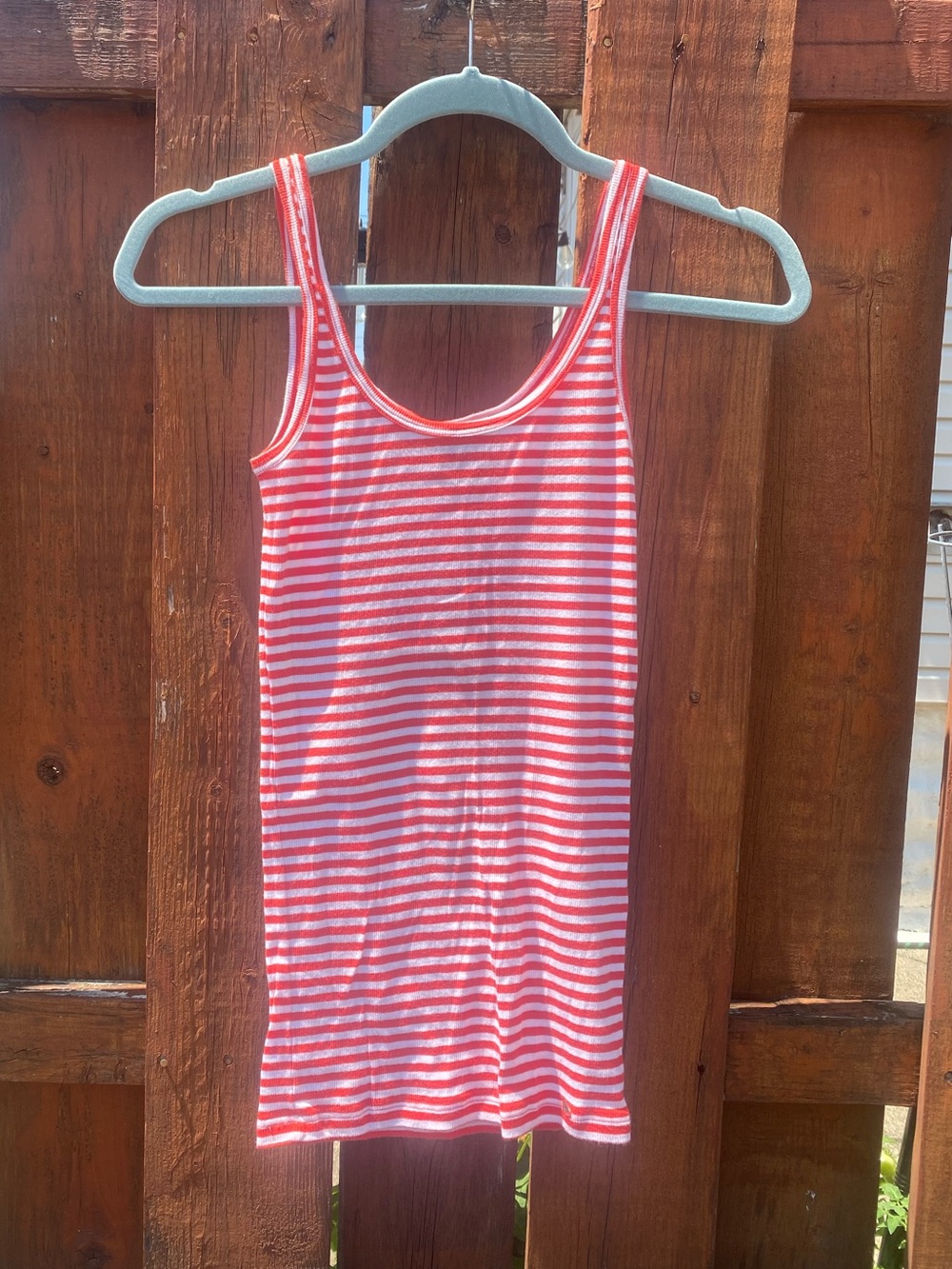Armani Exchange Red and White Striped Tank Size M